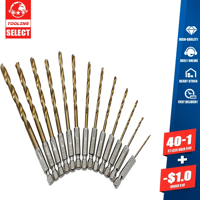 

13pcs 1.5-6.5mm Hexagonal Shank Twist Drill Bit High-speed Steel Electric Screwdriver Bit 6.35mm Shank Electric Screwdriver Bit