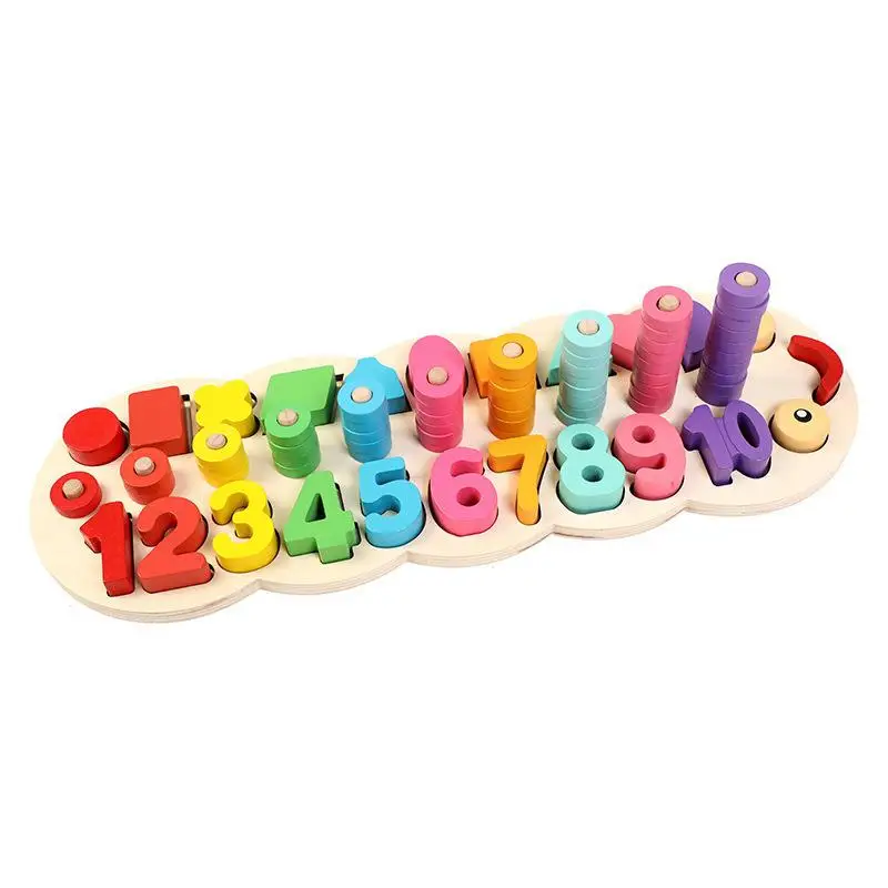 

Montessori Kids Counting And Stacking Board Math Toy Coloful Children Preschool Teaching Wooden Learning Educational Infant Toys