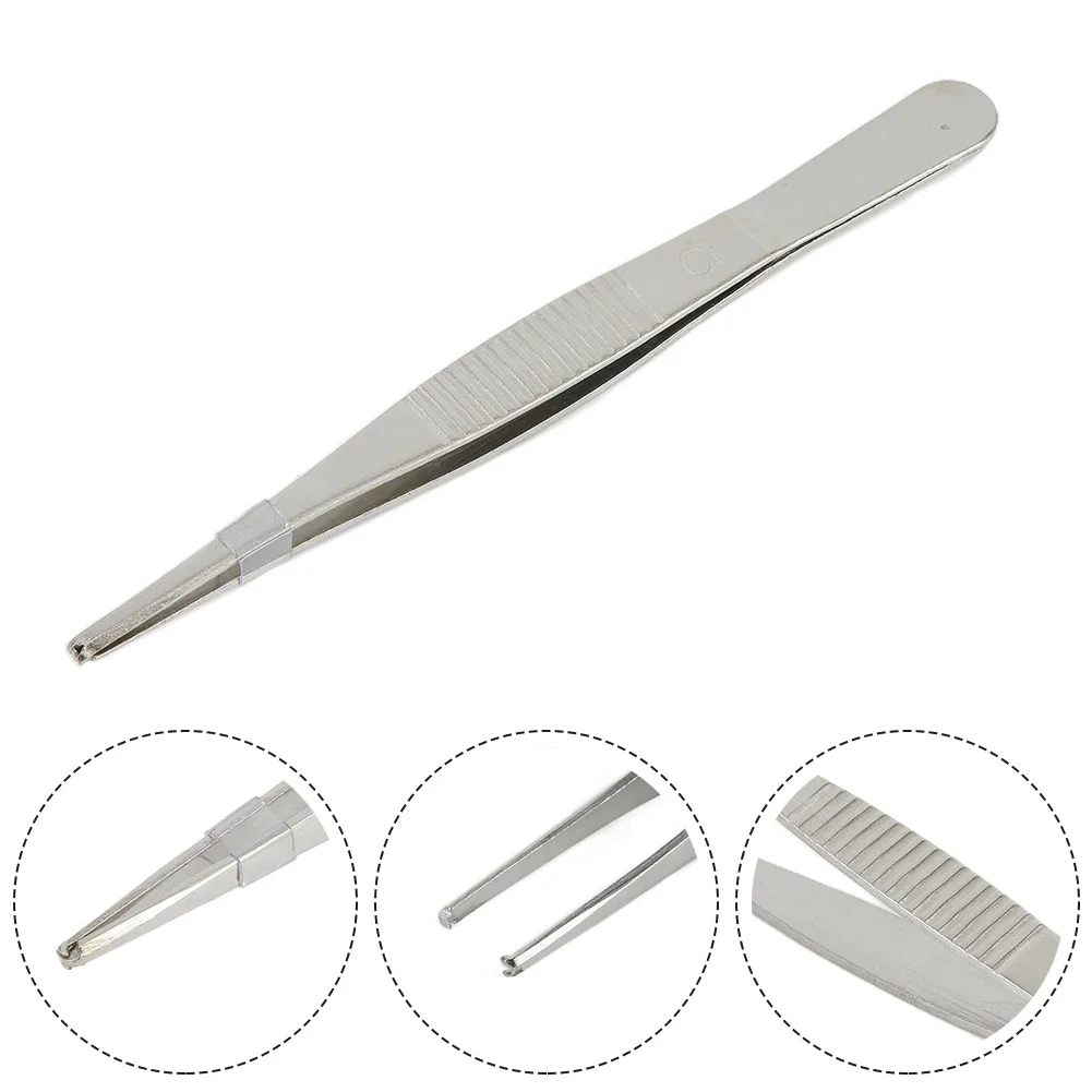

1 Pcs Toothed Tweezers Best Price Hot Sales Silver Stainless Steel Toothed Tweezers 125mm / 5Inch Brand New Durable
