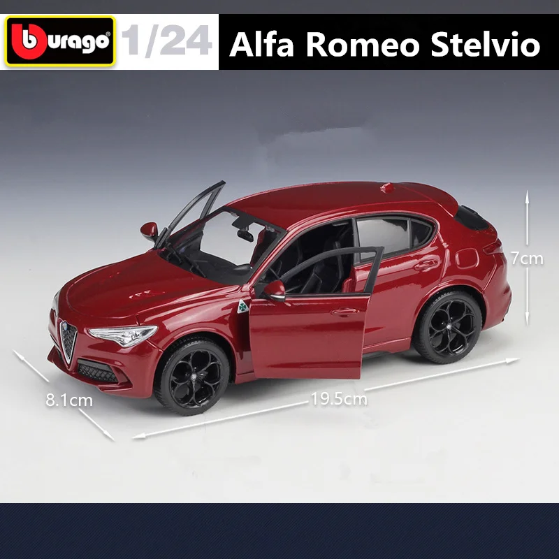 Модель автомобиля Bburago 1:24 Alfa Romeo Stelvio SUV из сплава модель литая металлическая