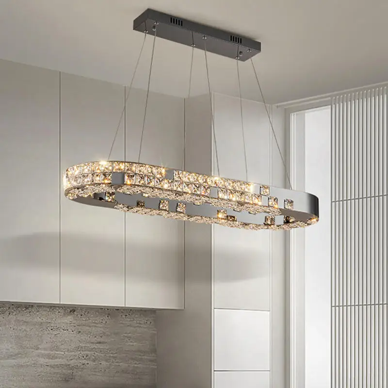 

modern crystal chandelier for dining room oval design kitchen island hanging led cristal lamp luxury home decor light