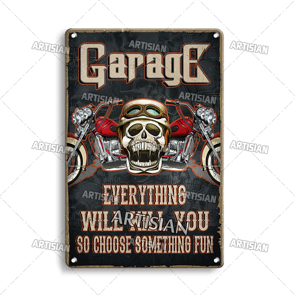Металлическая вывеска ARTISIAN Ржавый мотоцикл