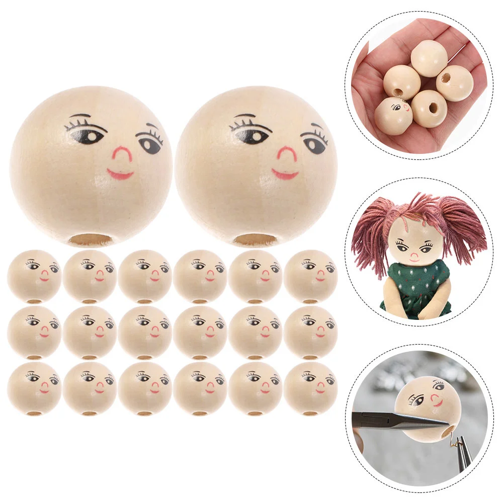 

150Pcs Smile Face Wooden Spacer Beads Head Spacer Beads Christmas Snowman Making Beads