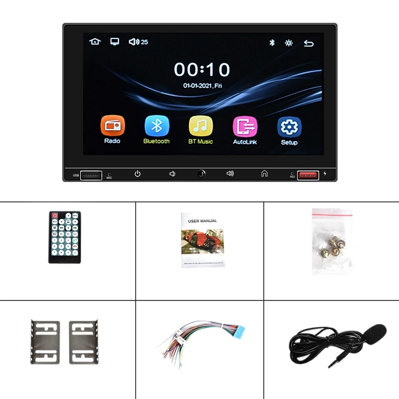 

Автомагнитола 2 Din для Apple Carplay, Bluetooth, автомобильный стереоприемник, 7-дюймовый сенсорный экран, MP5-плеер, быстрая зарядка через USB