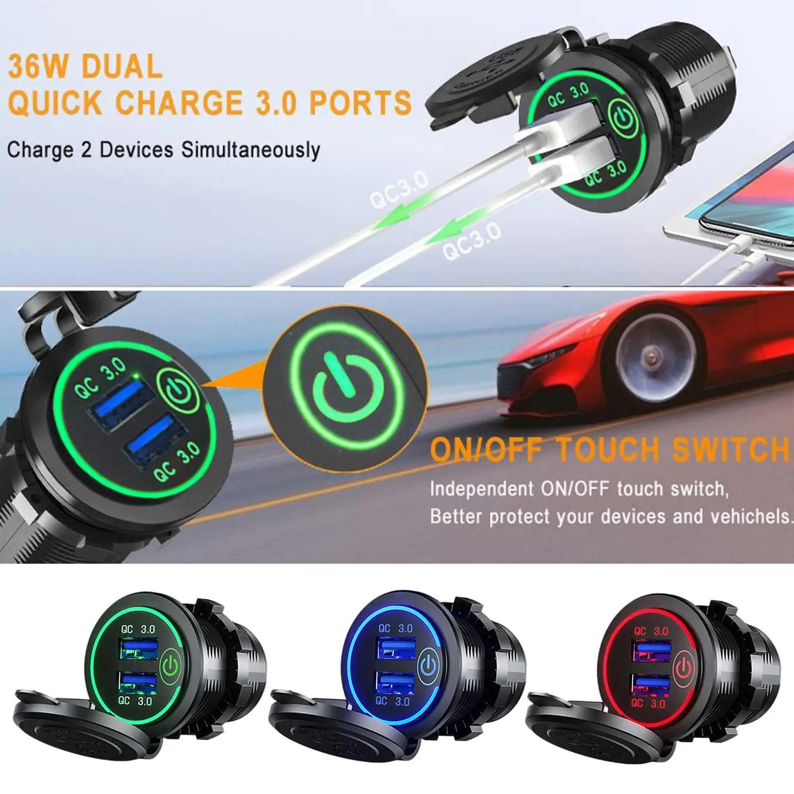 

freeshippingUSB Car Motorcycle Cigarette Lighter Dual Outlet USB Cigarette Sockets Moto Car Plug Lighter Power Charger 12V- I4C5