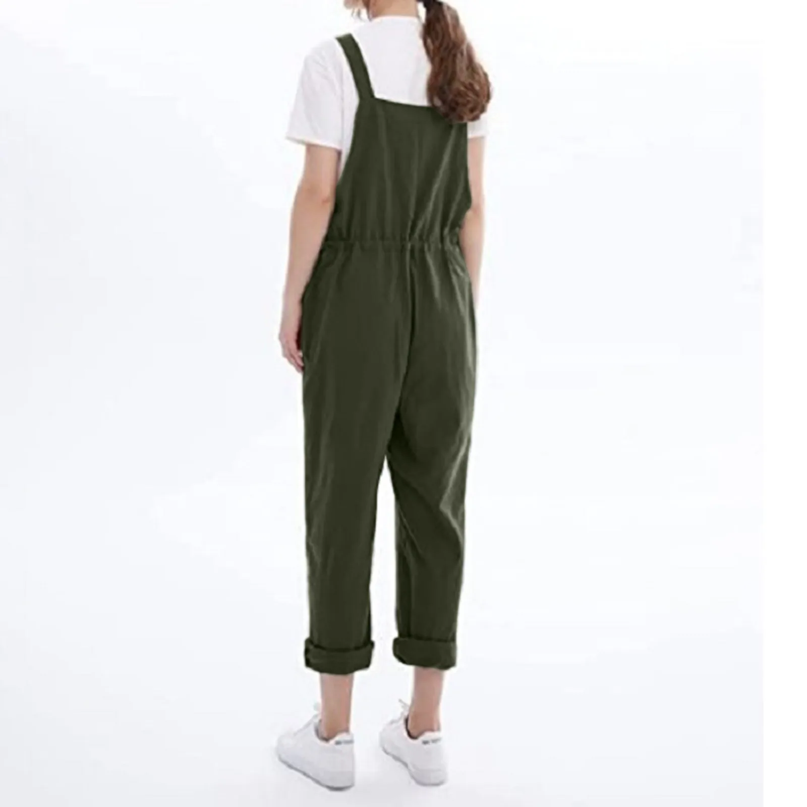 

Womens Loose Baggy Cotton Wide Leg Zipper Jumpsuits Rompers Overalls Harem Pants Distressed Combinaison Femme