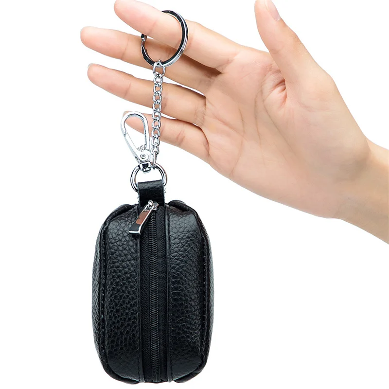 

Keychain Cover For Money Pocket Thin Wallets Ring Pouch Card Purse Key Case PU Leather Wallets Coin Purse Soft Zipper Bag