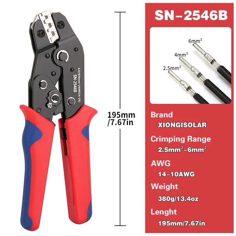

Набор плоскогубцев XIONGISOLAR для обжима солнечных разъемов 2,5/4/6 мм2