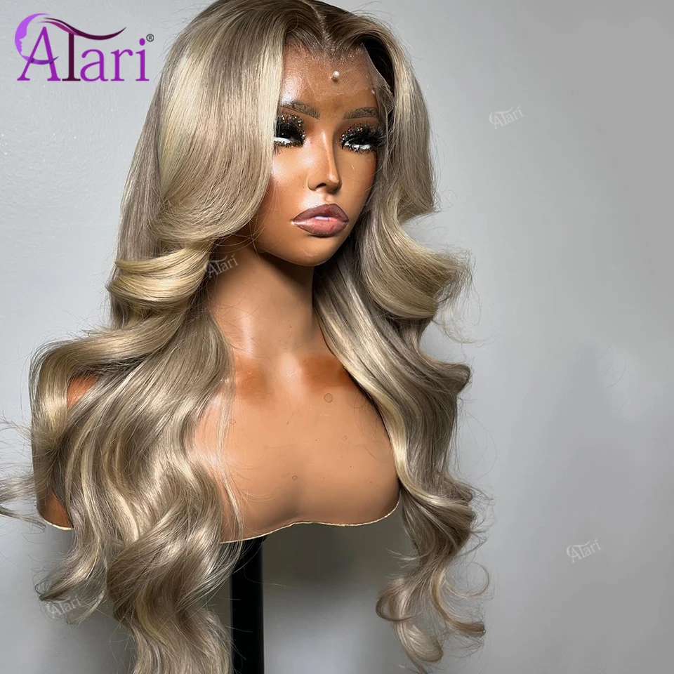 Пепельно-русый в полоску 13x6 13x4 кружевные фронтальные прямые парики из