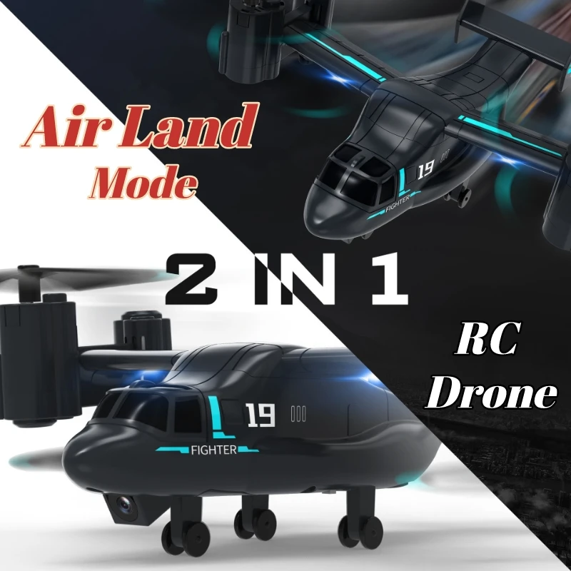 Mini Remote Control Drone for Kids Land Air Mode Aircraft with Hd Camera Radio Control Fighter Plane Kids Toys Children Gift