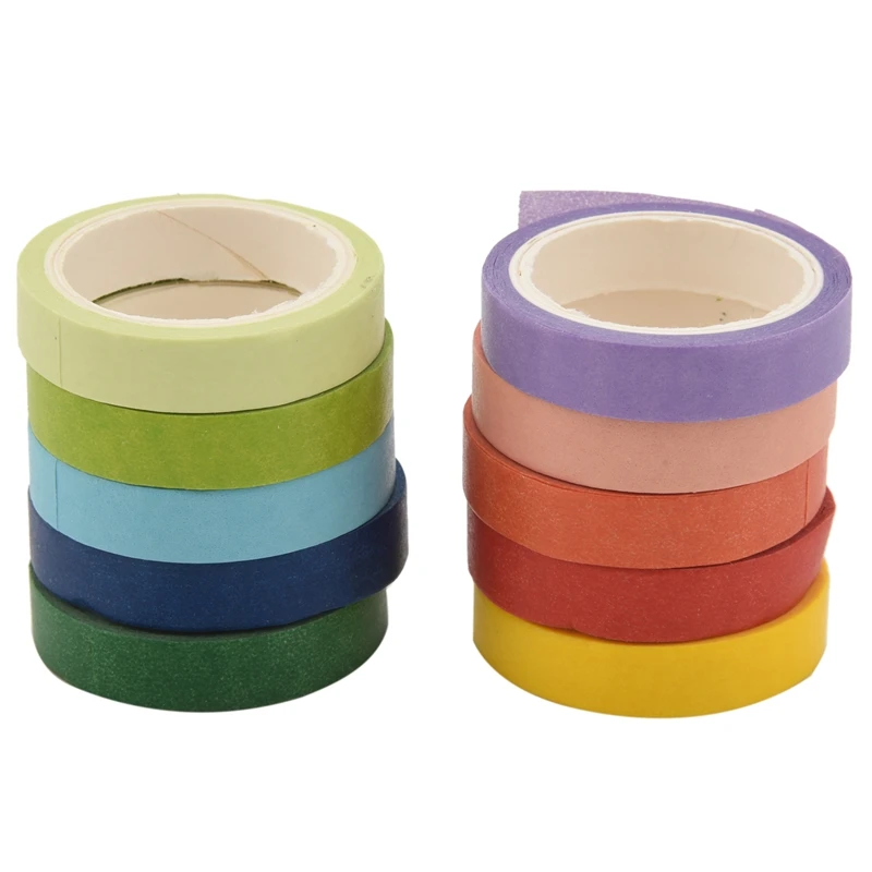 

10x Decorative Colorful Rainbow Sticky Paper Masking Adhesive Tape Scrapbooking DIY 5m*0.7cm