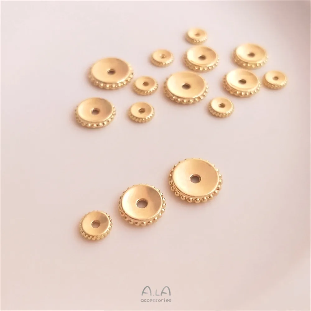 

14K gold covered concave round lace spacers handmade loose beads diy bracelet necklace jewelry spacer beads accessories