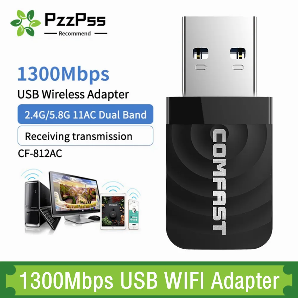 

1300Mbps USB 3.0 Wifi Network Card 802.11 AC Dual Band Wi fi Adapter 2.4G/5.8G Wireless Wi-fi Dongle Win XP/Vista/7/8/10/11 Mac