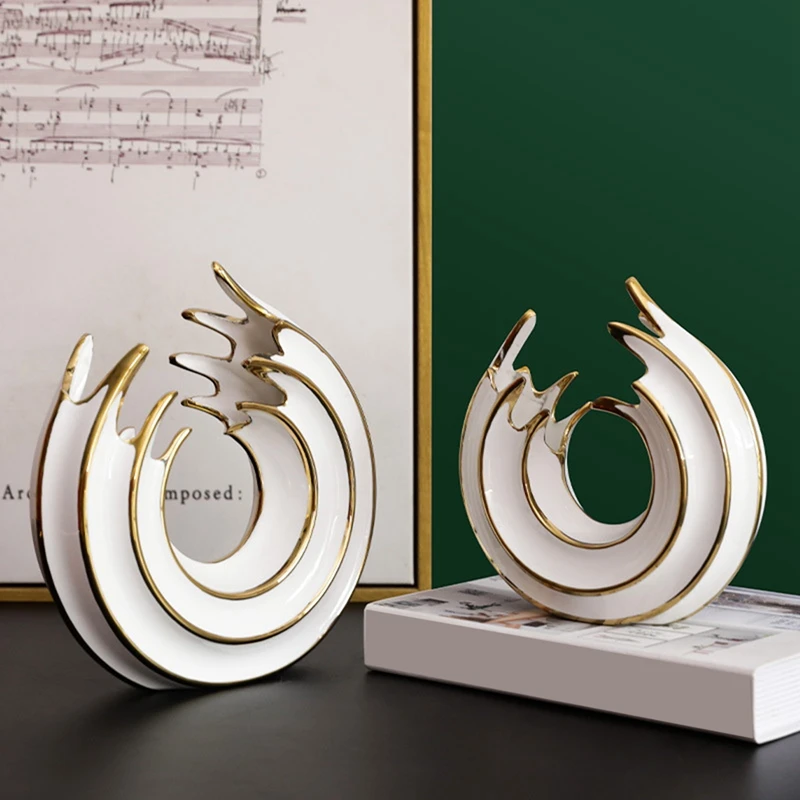 

Роскошная абстрактная керамическая статуя морской волны в скандинавском стиле креативная круглая для спальни офисного стола Декор для гос...