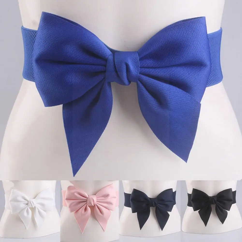 

Bowknot Belt Elastic Elastic Wide Belt Ladies Dress Girdle Decorative Belt Fashion Accessories Ornaments For Dresses H4r0