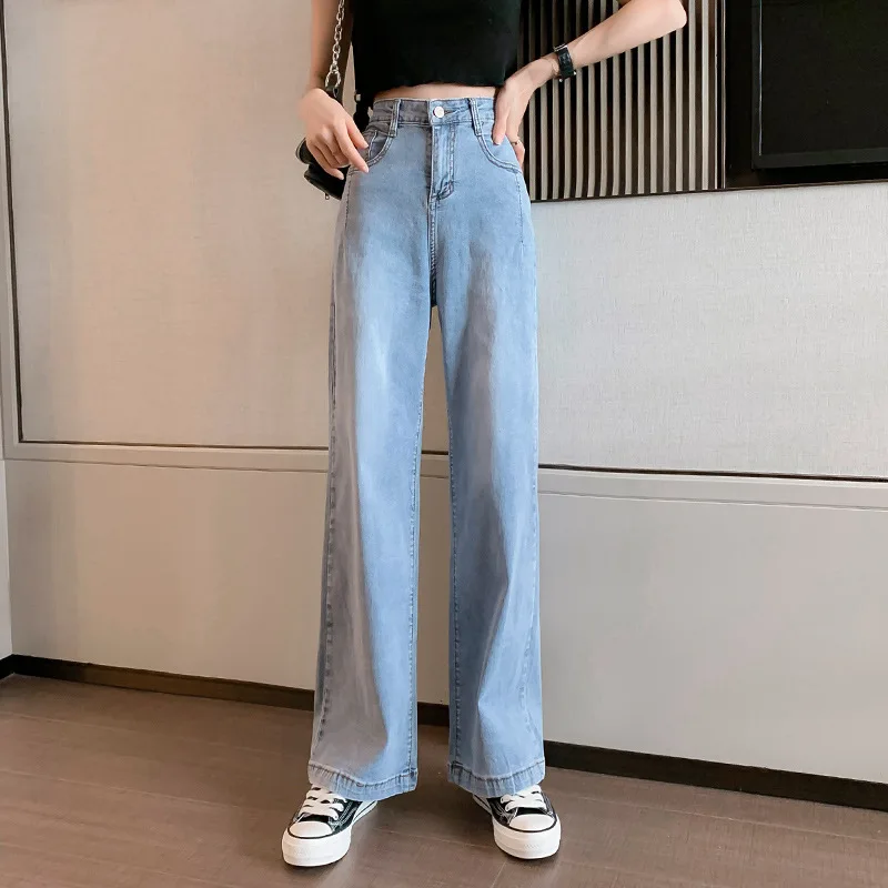 

Summer Jeans Women's Loose 2022 New Wide-legged High-elasticity High-waisted Straight-tube Mopping Denim Pants Women Jeans