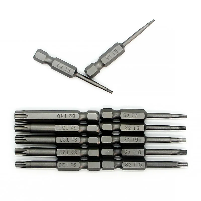 

11 Pcs Torx Head Screwdriver Bit Set 1/4 inch Shank T5-T40 S2 Steel Security Tamper Proof Star 5 Point Screwdriver 50 75 100mm