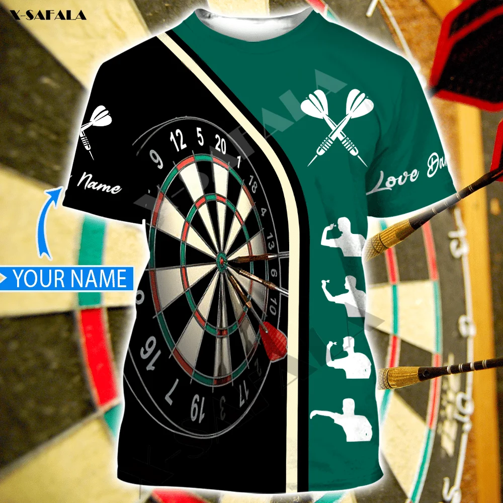 

LOVE DARTS PERSONALIZED BARREL 3D Print Slim T-Shirt Tops Tees Men Gift Short Sleeve Casual Milk Fiber Better Than Cotton