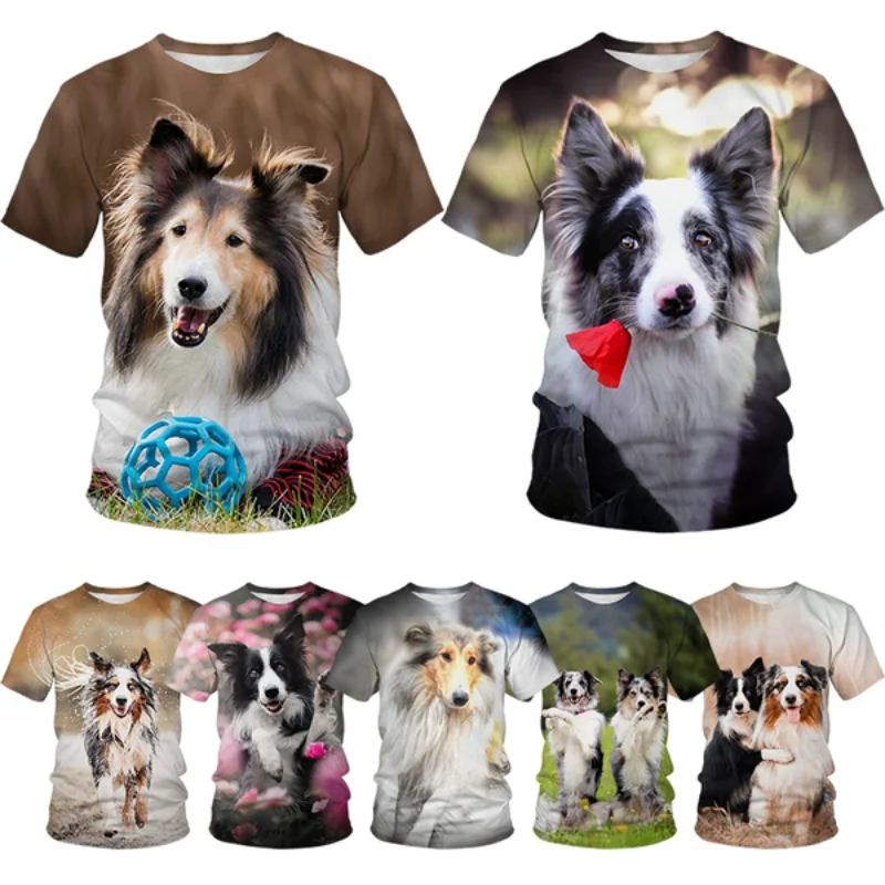 

Unisex Cute Dog Collie 3D Print T Shirt Casual Fashion Sport Short Sleeve Tops