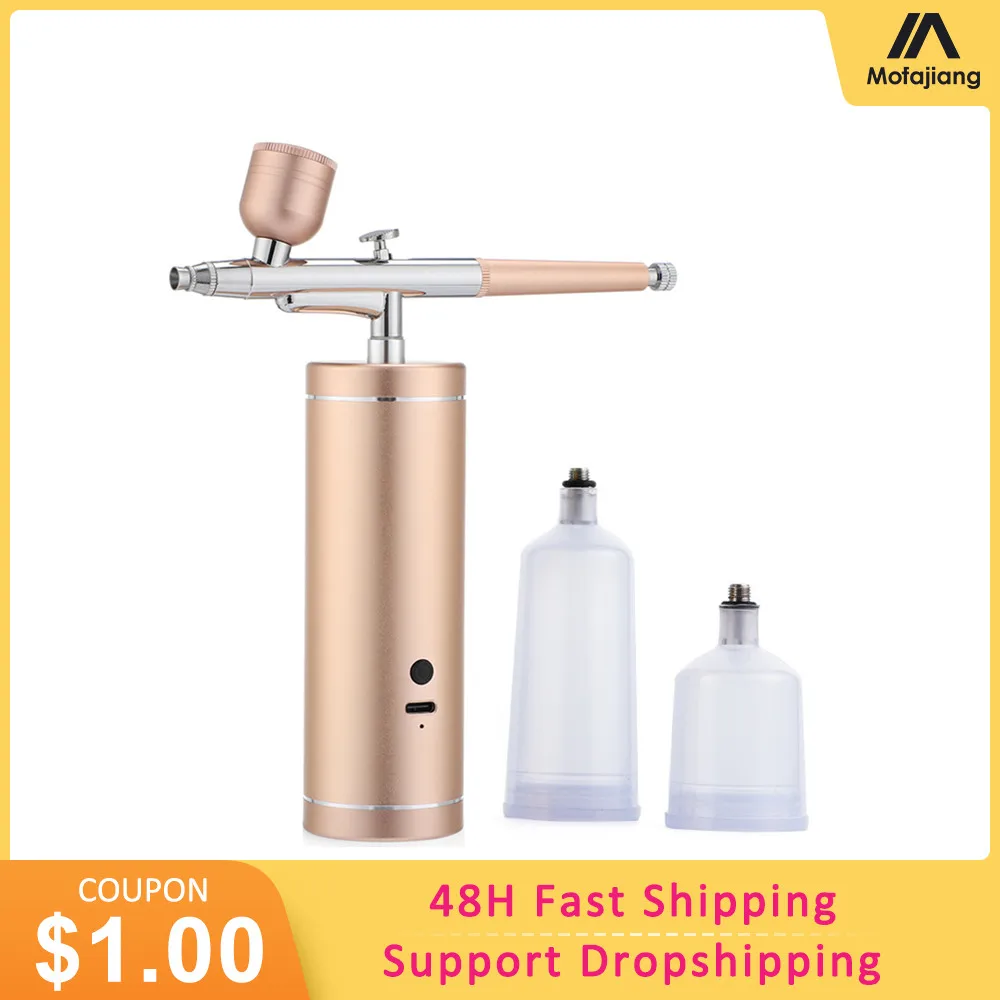 

0,3 мм водяной кислородный аппарат для лица аэрограф Мини Воздушный Компрессор пистолет для рисования тату макияж спрей красота прибор для л...