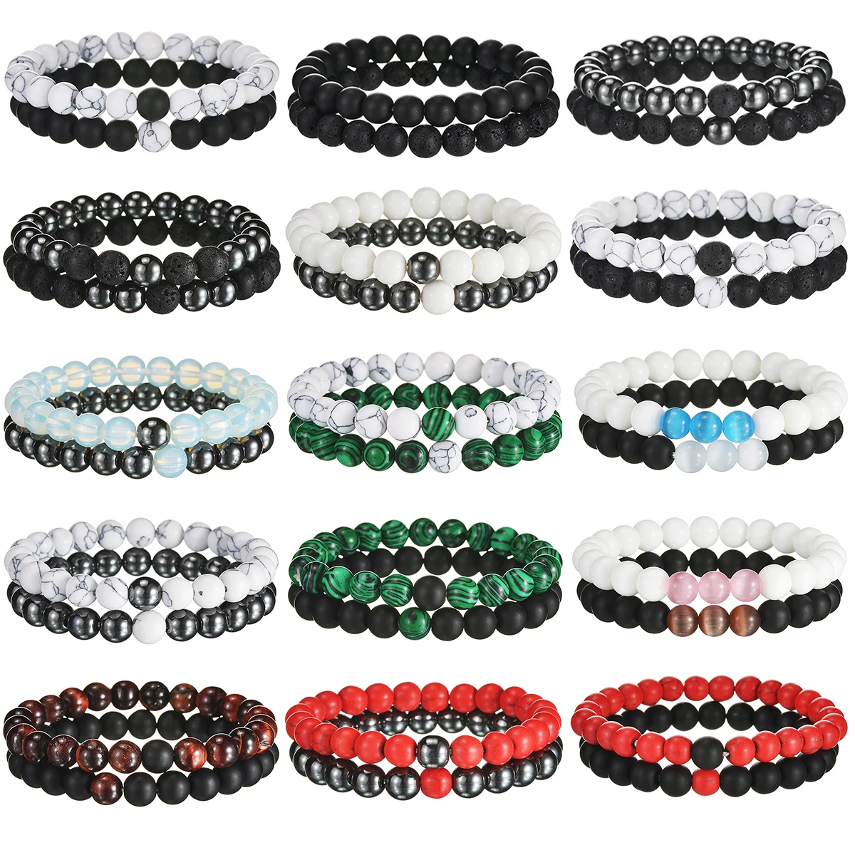 Браслеты из бисера, 8 мм, 2 шт.