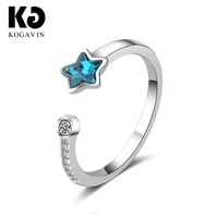 kogavin rings anillos mujer ring accessories cubic zirconia wedding crystal blue engagement gift party female anillos fashion