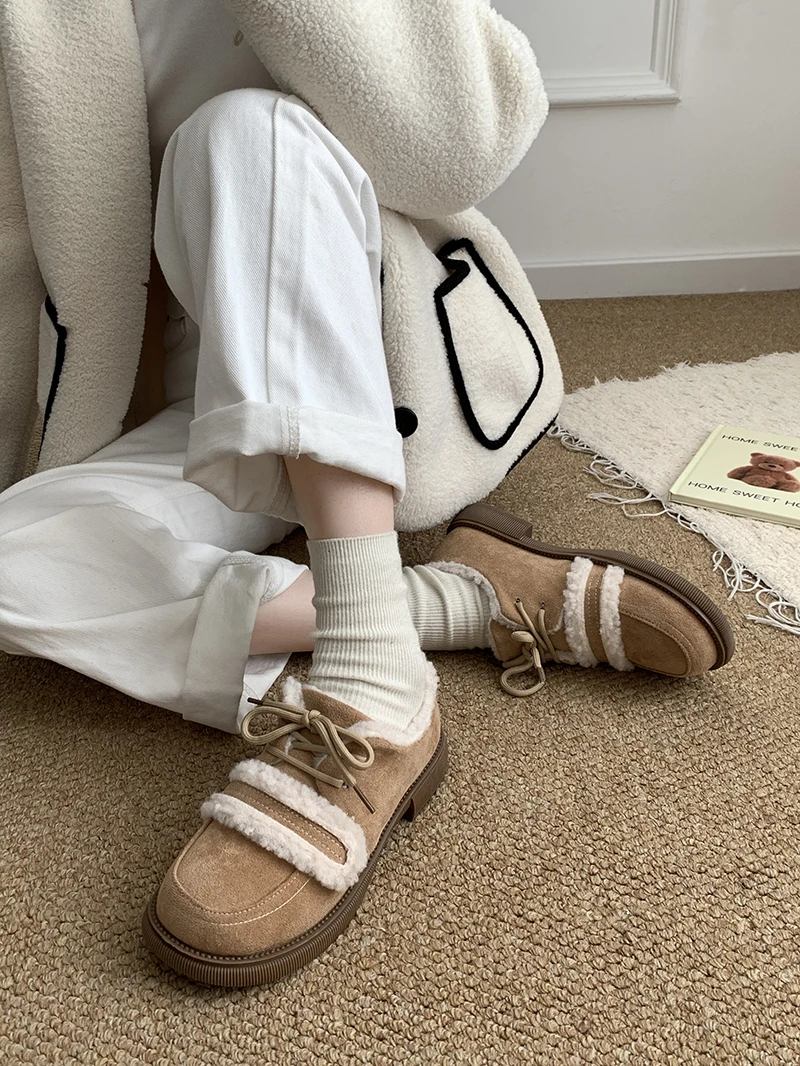 

Casual Woman Shoe Clogs Platform All-Match Female Footwear Low Heels Winter Creepers New Dress Retro Flock Rome Rubber Short Plu