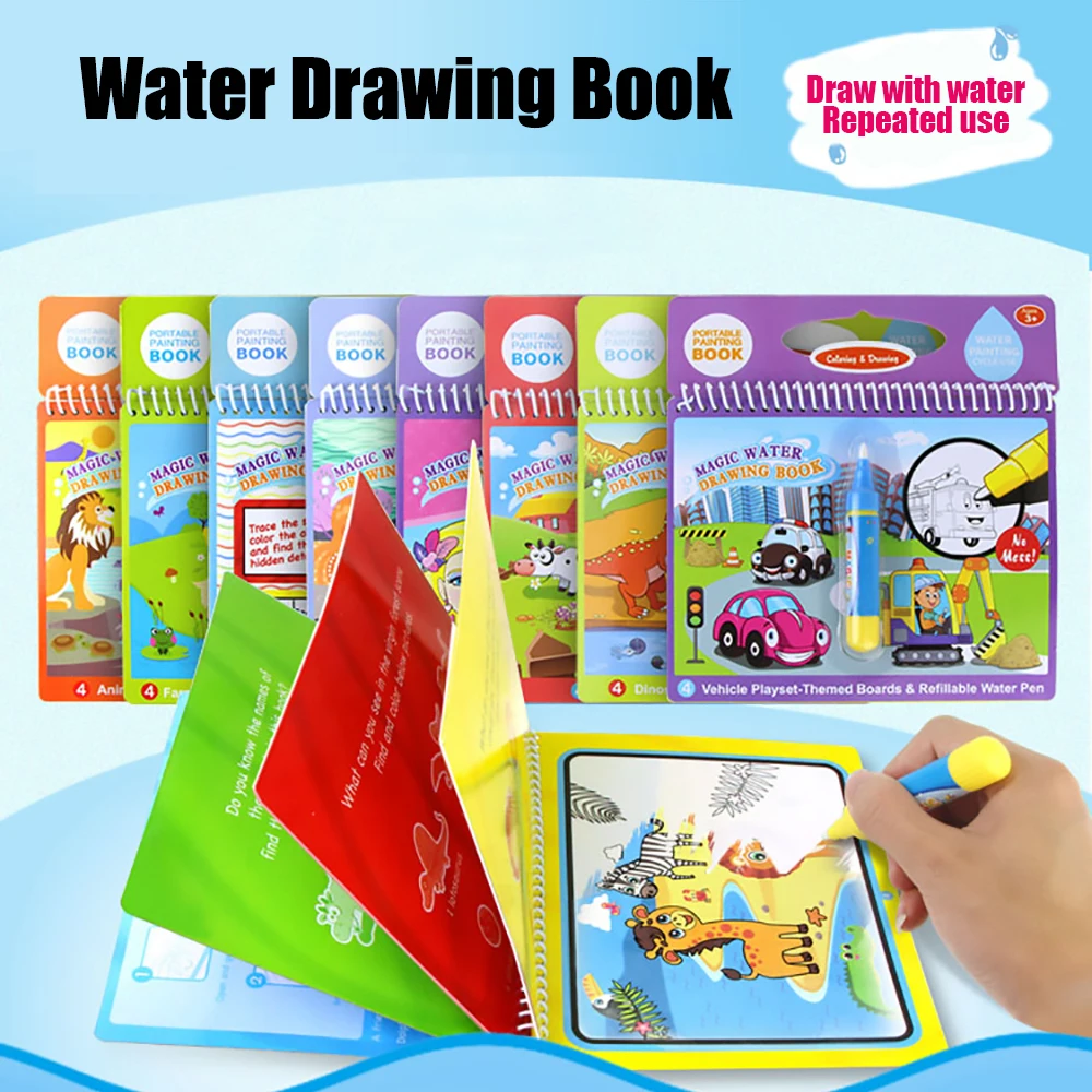 Magic Water Drawing Book Coloring Doodle Magic Pen Drawing Toys Montessori Toys Early Education Toys For Kids Gifts