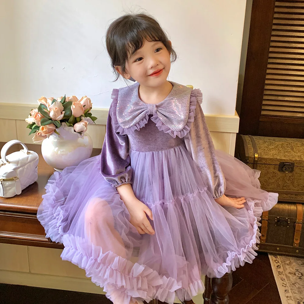 

Kids Dress for Girls Baby Party Dress for Kid Dresses Princess Vestidos Long Sleeve Casual Bow Autumn Costume for Girl Clothe