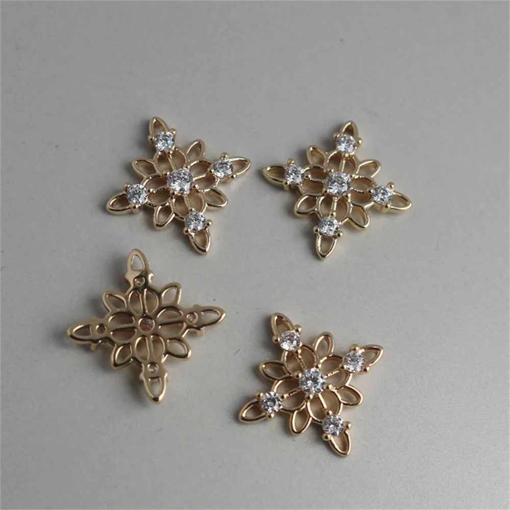 

14K gold clad color preserving 15mm four petals with zirconium connection DIY accessories