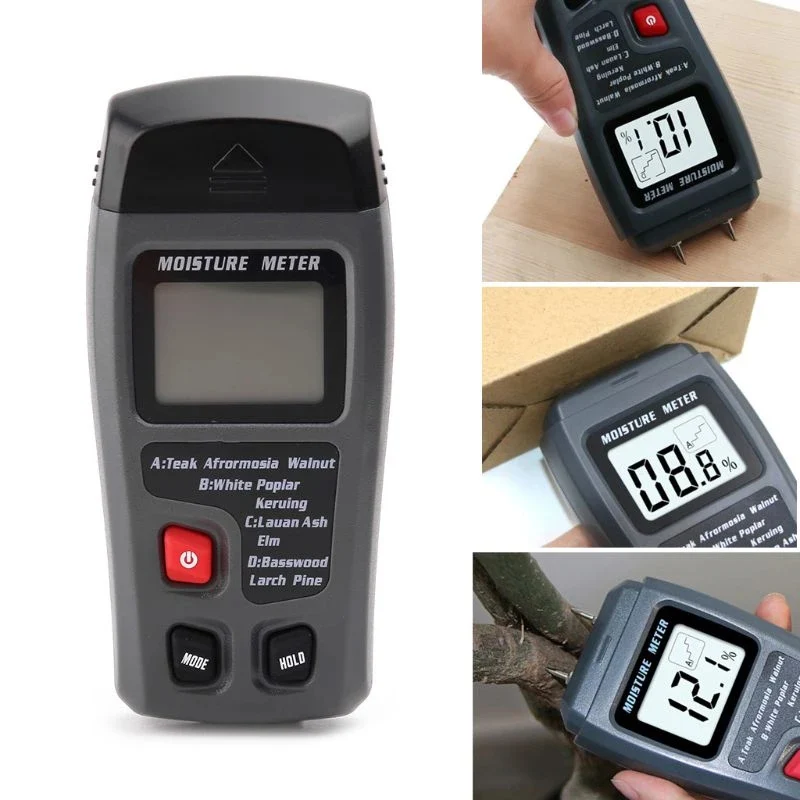

EMT01 Moisture Meters Orange 0-99.9% Two Pins Digital Wood Moisture Meter Wood Humidity Tester Hygrometer Timber Damp Detector