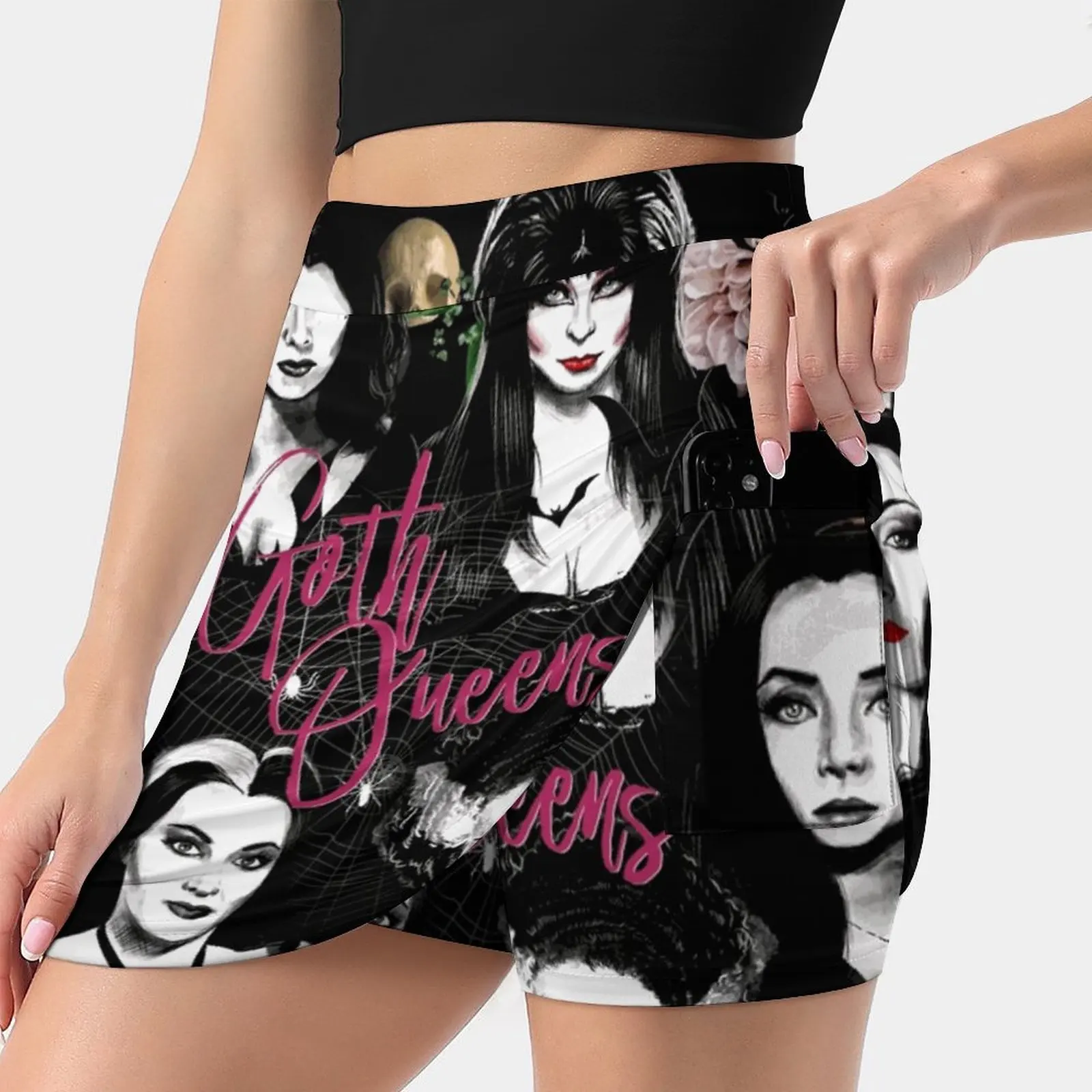 

Женская Спортивная юбка Goth queen-Elvira, Vampira , Lily, Morticia, модная юбка с карманами в Корейском стиле 4Xl