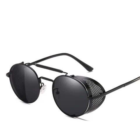 Солнечные очки в круглой металлической оправе в стиле стимпанк для мужчин и женщин