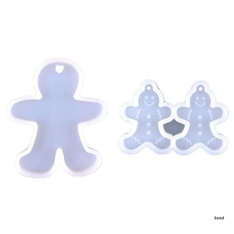 

Epoxy Keychain Mold Gingerbread Man Earring Combination Ornament Mold Resin Casting Pendant Mold Suitable for Diy Crafts