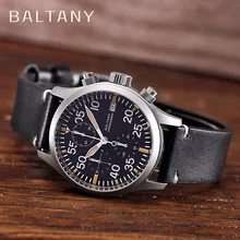 Baltany Quartz Chronograph Watch VK67 100M Waterproof Stainless Steel Calendar Window Sapphire Vintage Military Field Watches