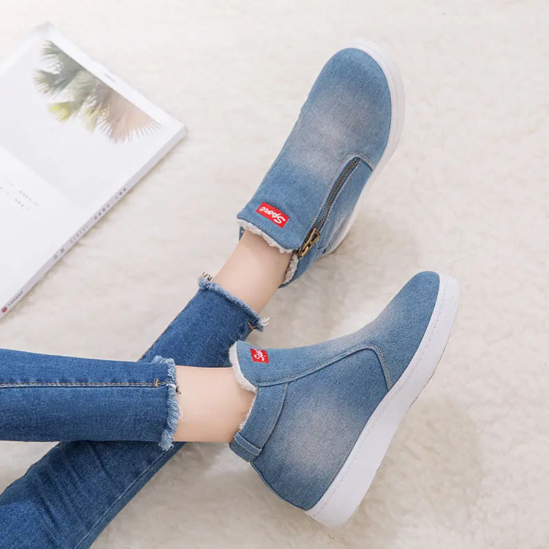 Winter Warm Women Boots Classic Canvas Shoes Thick Bottom Comfy Cowboy Boots Outdoor Fashion Shoes Ankle Botas Mujer Size 35-44