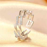 hot sale new 2022 alloy geometric trapezoid ring opening adjustable jewelry for women girl everyday wear jewelry