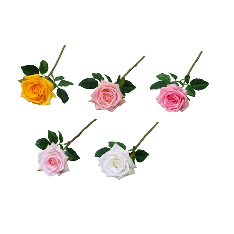 

5Pcs Artificial Rose Real Touch Flowers For Home Table Decoration Wedding Bouquet Living Room Office Decor Fake Roses