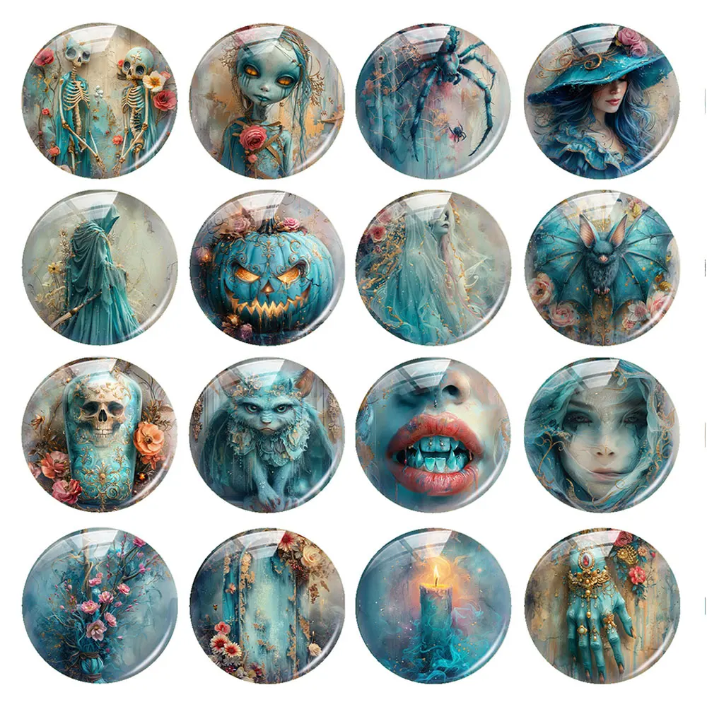 Ручная работа Хэллоуин готический ужас синий череп кошка Сова искусственное