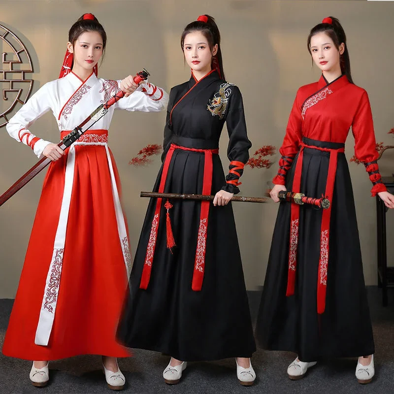 Унисекс для взрослых боевой стиль Hanfu Женская традиционная китайская одежда