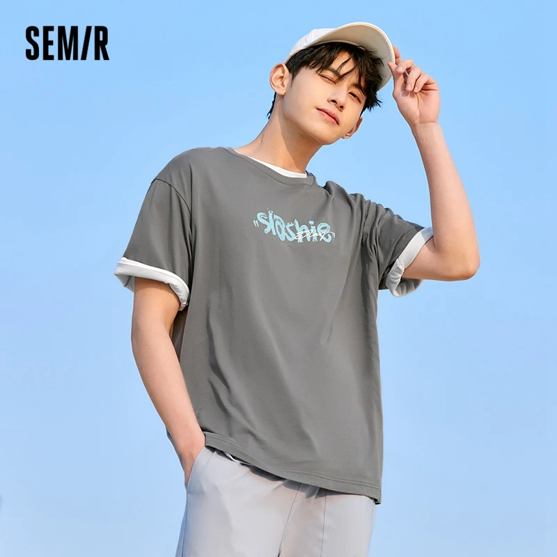 

Semir Short-Sleeved T-Shirt Men 2022 National Tide Printing Summer New Oversize Couple Moisture Wicking Summer Clothes