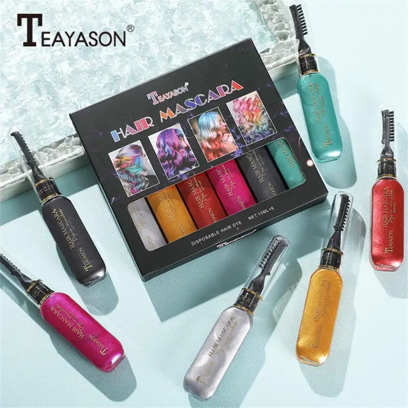 

Blue Grey Purple Hair Non-toxic Hair Dye Cream 6pcs Set One-time Hair Temporary Color Washable Convenient Hair Dye Tool