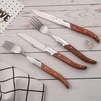 6pcs stainless steel laguiole steak knife dinner fork set with rosewood handle restaurant cutlery dinnerware bar flatware set