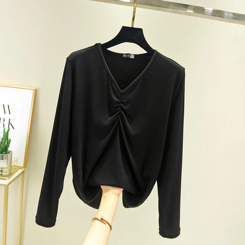 Fdfklak Fashion Korean V Neck One Piece Sleep Tops For Women Spring Autumn Cotton Long Sleeve Shirt Casual 1 Pcs Pajamas