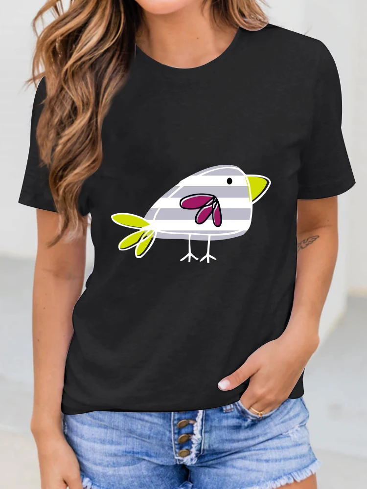 

2022 стильная женская модная Милая одежда с птицами, одежда с забавным принтом животных, футболка с принтом, женская футболка, топ, женская фут...