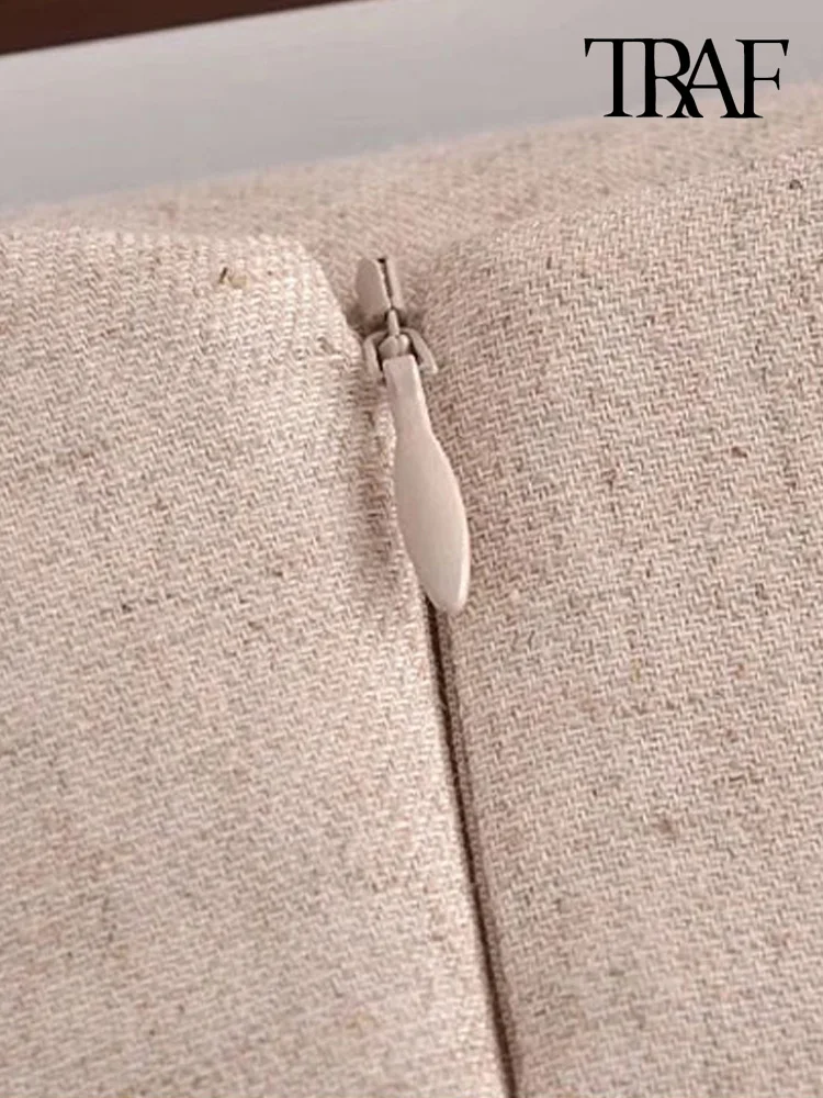 Юбка-миди женская льняная с завышенной талией и молнией сзади - купить по