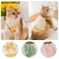 cool breathable pet vest lace rabbit thin suspenders top short sleeve for kitten softed comfortable pet t shirt clothes