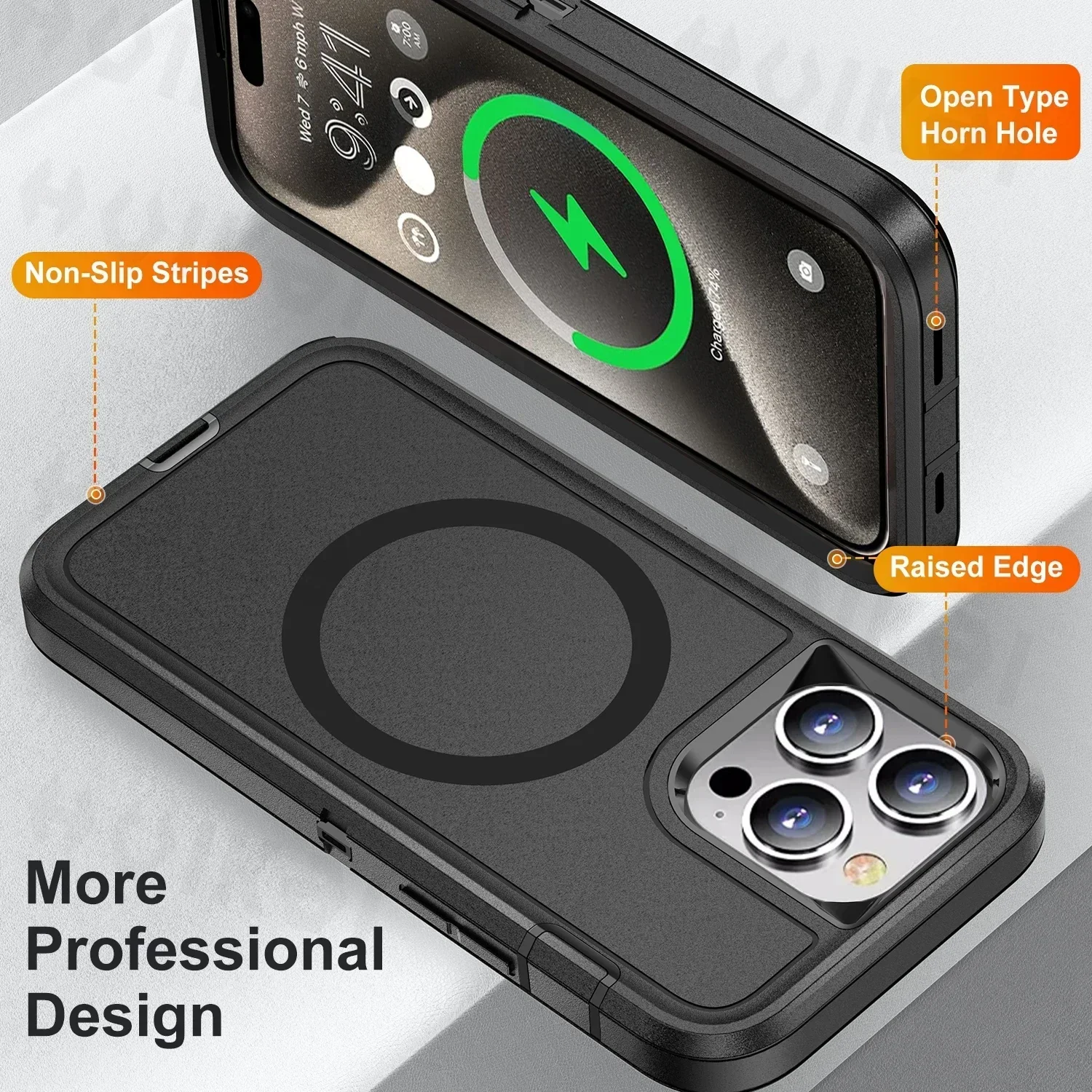 Фото Чехол для iPhone 15 Pro Max 15 14 Pro Max iphone 16 Pro Max Сверхмощный амортизирующий защитный чехол для всего тела из силиконовой резины №2