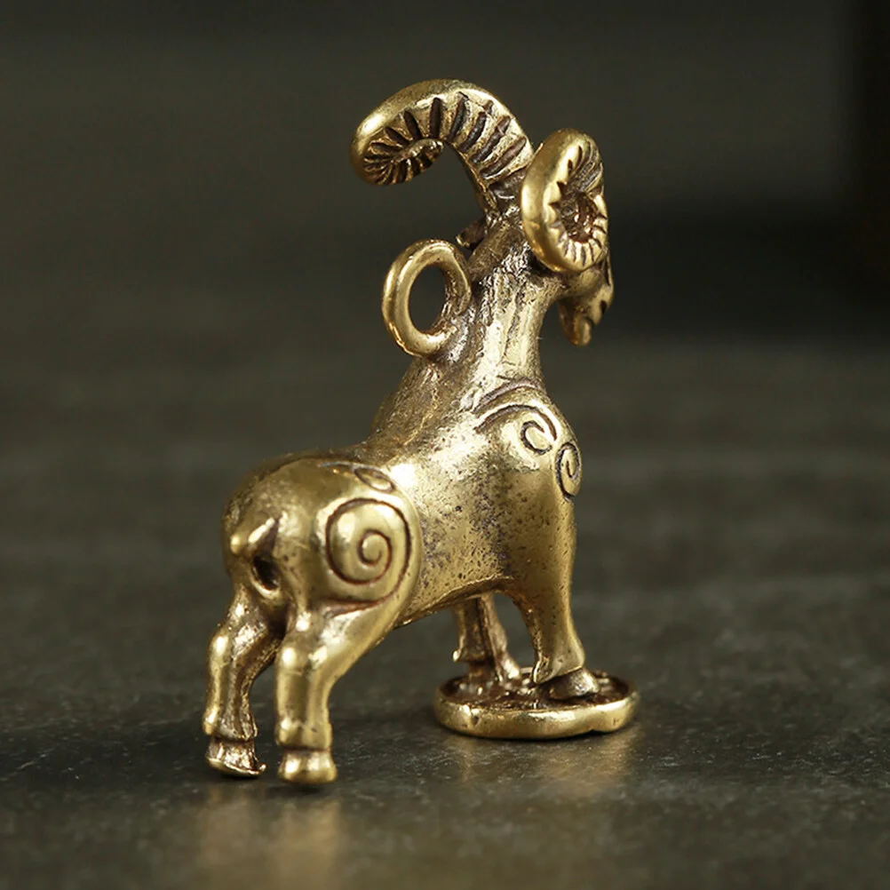 2 Pcs Lamb Decorative Ornaments Sheep Desktop Small Brass Pendant Mini Animals Exquisite Pendants Hanging Beads Jewelry