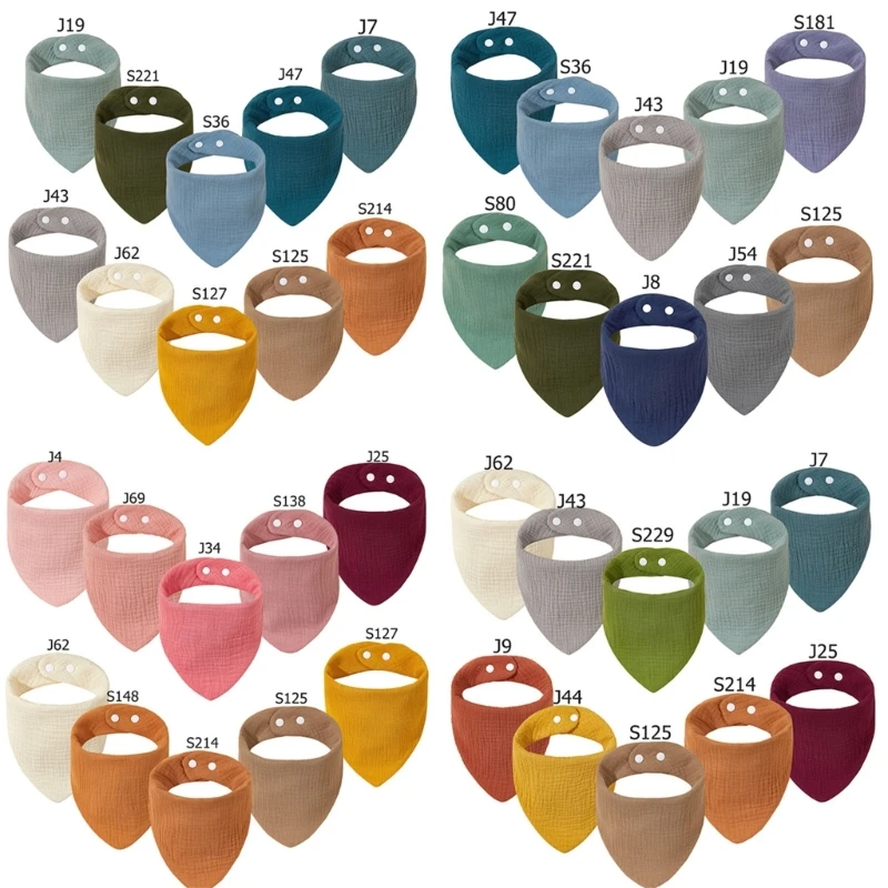 

Newborn Baby Bibs with 6-layer Feeding Drool Bibs Solid Color Adjustbale Snaps